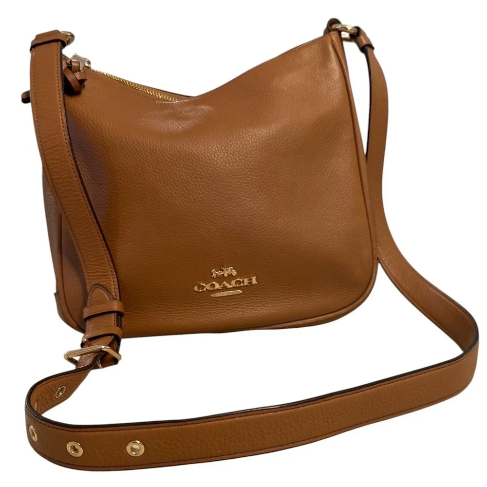 Coach Ellie File Bag Light Saddle Tan Pebbled Leather Crossbody C1648